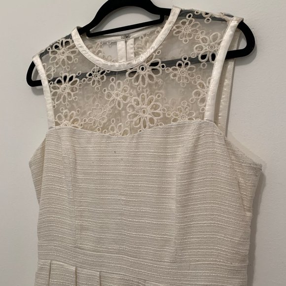 Pink Martini Cream Floral Lace Mesh Skater Dress - Picture 3 of 11